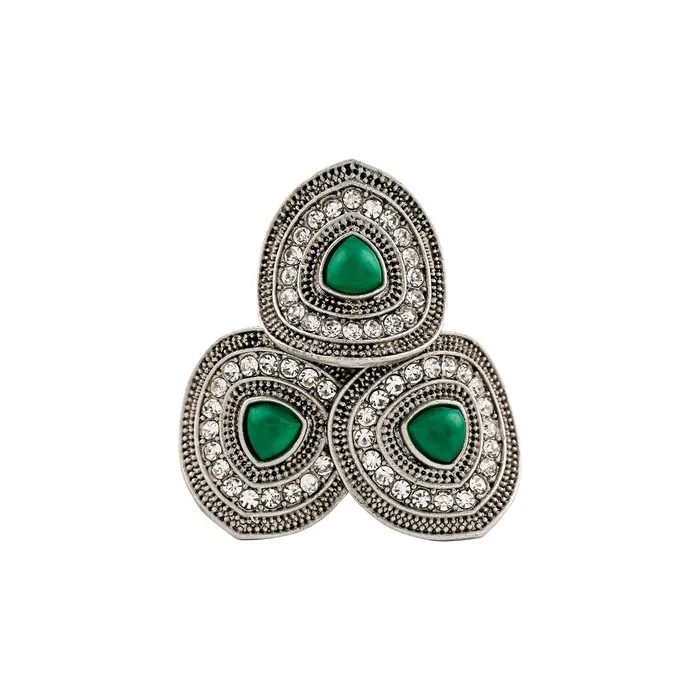 Teejh Rings Teejh Padmavathi Silver Green Ring