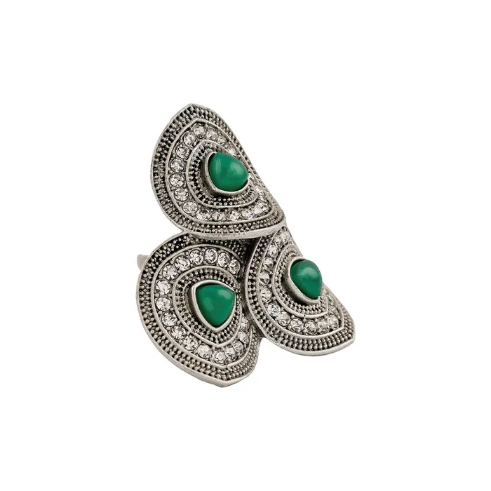 Teejh Rings Teejh Padmavathi Silver Green Ring