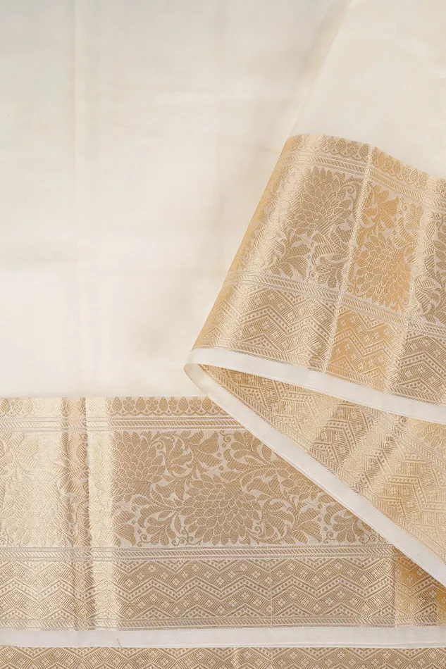 Teejh Rings Teejh Zunaira Off White Organza Saree