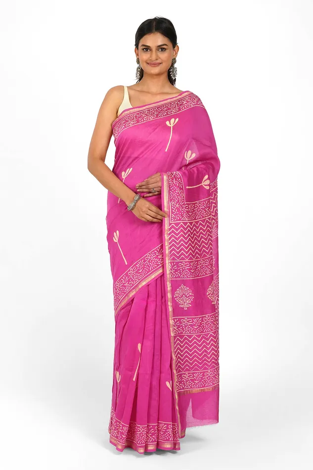 Teejh Sridevi Chanderi Saree Teejh Earrings