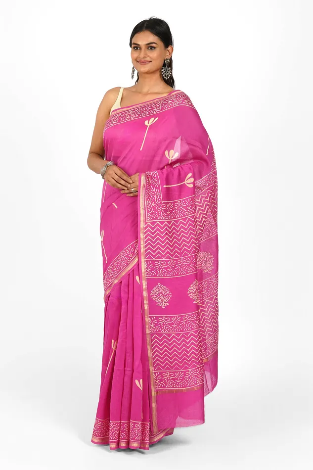 Teejh Sridevi Chanderi Saree Teejh Earrings