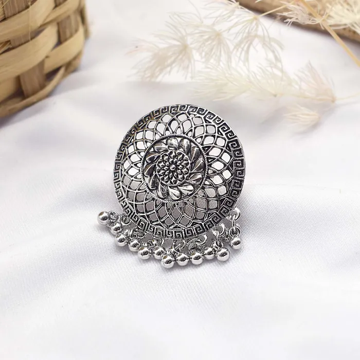 Teejh Tahera Silver Oxidised Ring Teejh Rings