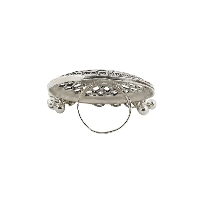Teejh Tahera Silver Oxidised Ring Teejh Rings