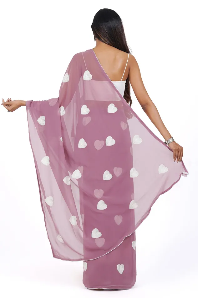 Teejh Teejh Mauve Charm Georgette Saree Charm Necklaces