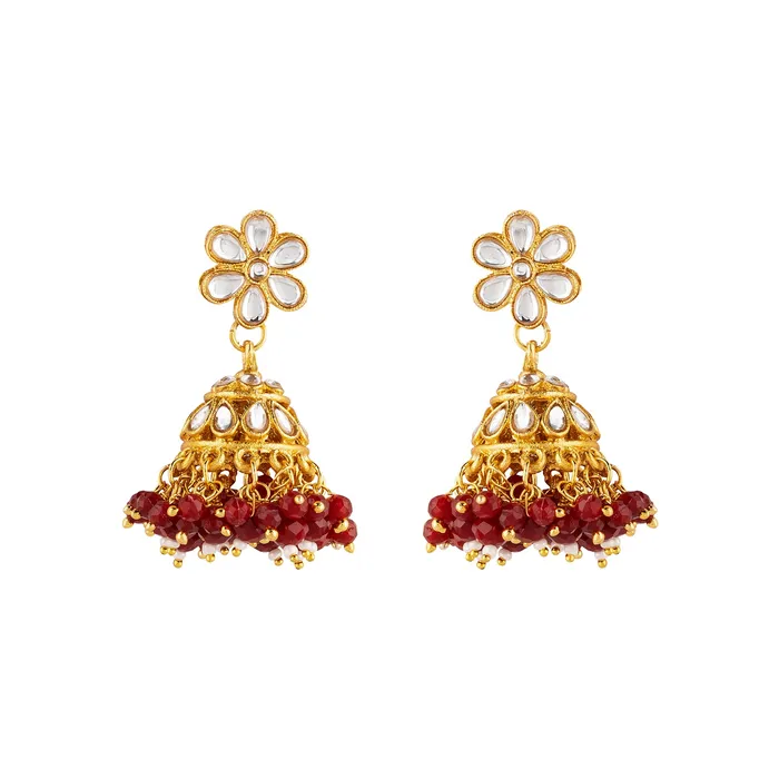 Teejh Teejh Shivanya Ruby Gold Necklace Set Necklaces