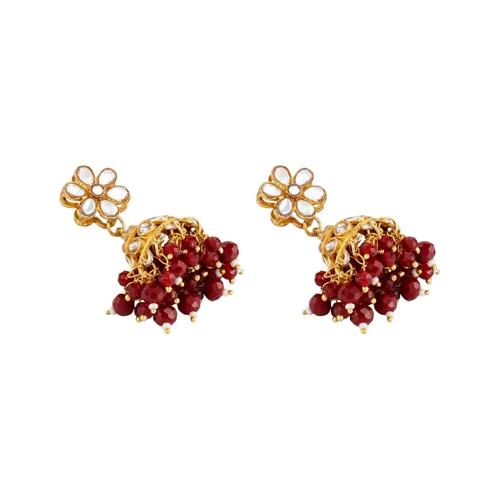 Teejh Teejh Shivanya Ruby Gold Necklace Set Necklaces
