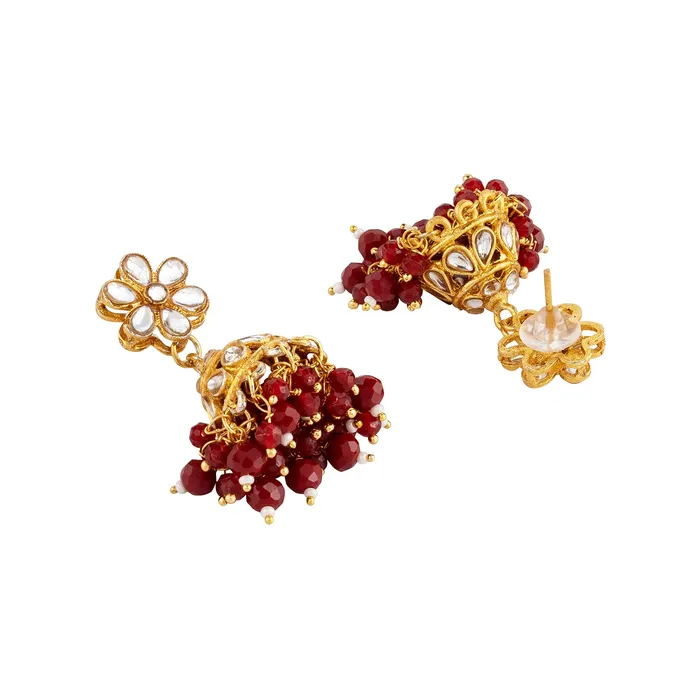 Teejh Teejh Shivanya Ruby Gold Necklace Set Necklaces