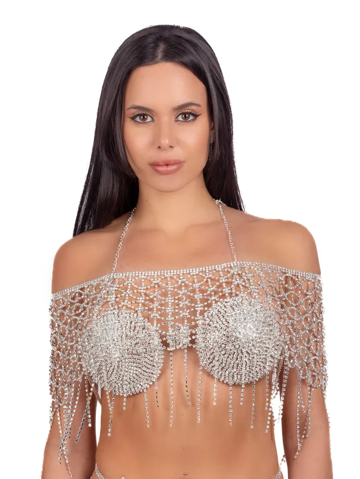 THE LUMI SHOP Rings Silver Medallion Rhinestone Bra THE LUMI SHOP Rings Silver Medallion Rhinestone Bra