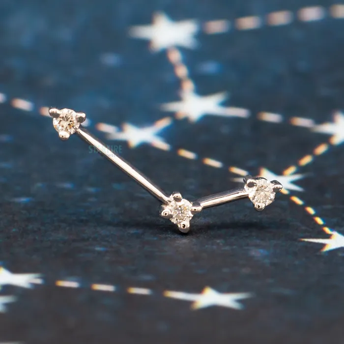 threadless Astera 3 End in Gold with Diamonds Modern Mood Earrings