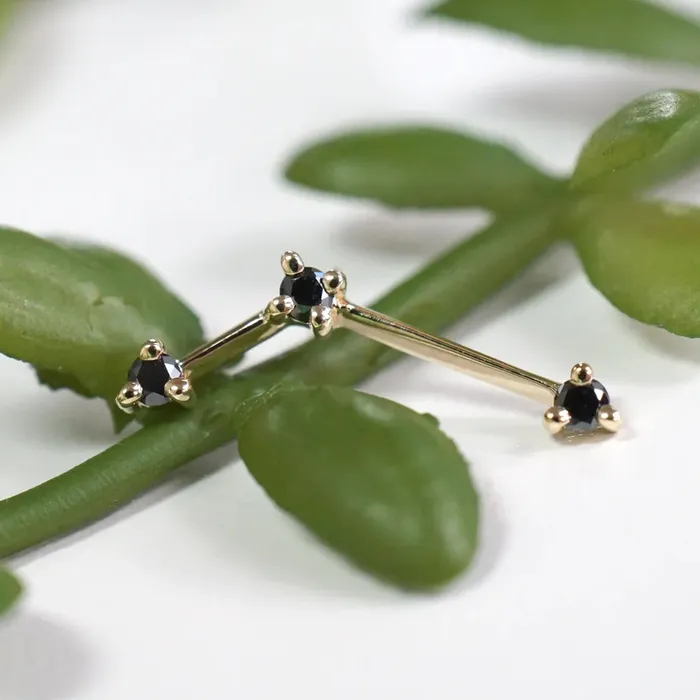 threadless Astera 3 End in Gold with Diamonds Modern Mood Earrings