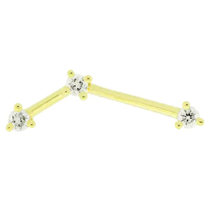 threadless Astera 3 End in Gold with Diamonds Modern Mood Earrings