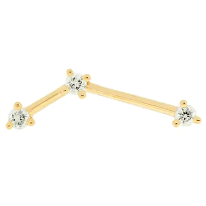 threadless Astera 3 End in Gold with Diamonds Modern Mood Earrings