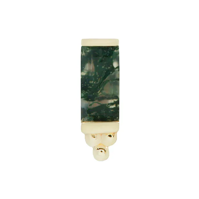 threadless Dior End in Gold with Moss Agate Buddha Jewelry Organics Earrings