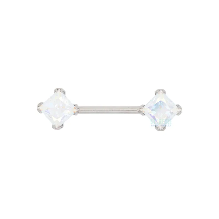 threadless PrincessCut BrilliantCut Gems SideSet Nipple Barbell in Prongs 58 single Anatometal Earrings