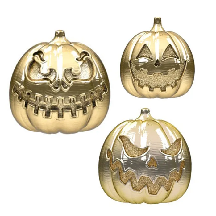threadless Pumpkin Ends in Gold Anatometal Earrings