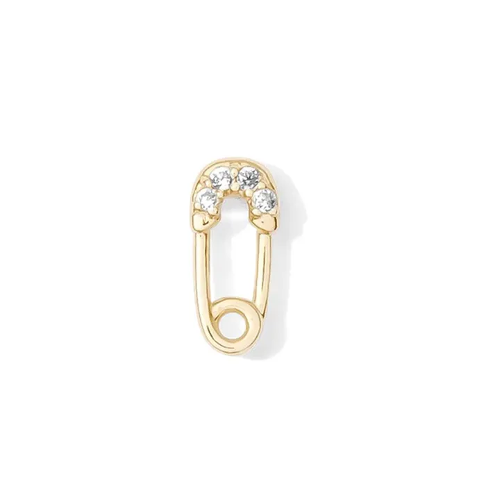 threadless Safety Pin in Gold with Gemstones Tawapa Earrings
