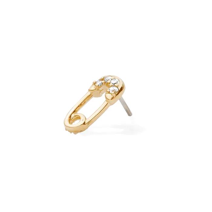 threadless Safety Pin in Gold with Gemstones Tawapa Earrings