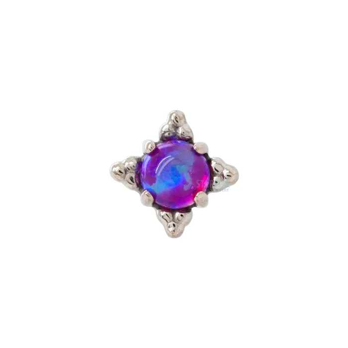 threadless Zia End in White Gold with Opal Cabochon Anatometal Earrings