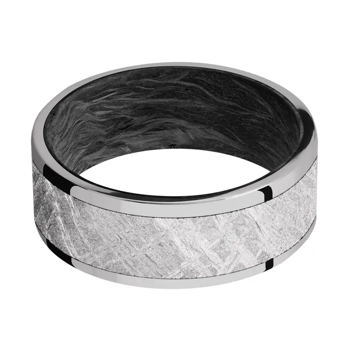 Titanium and Meteorite Band with Carbon Fiber Sleeve Lashbrook Rings
