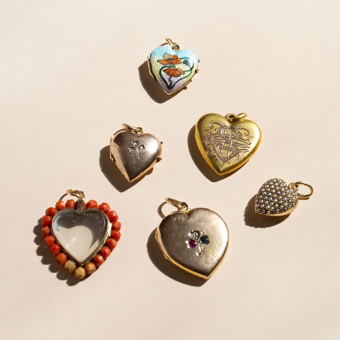 Victorian Heart With Clover 14k Gold Locket Antique Necklaces