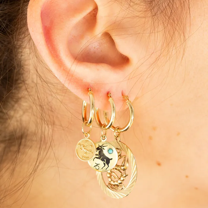 Vintage Charm Necklaces English Cancer 9K Gold Oval Zodiac Charm