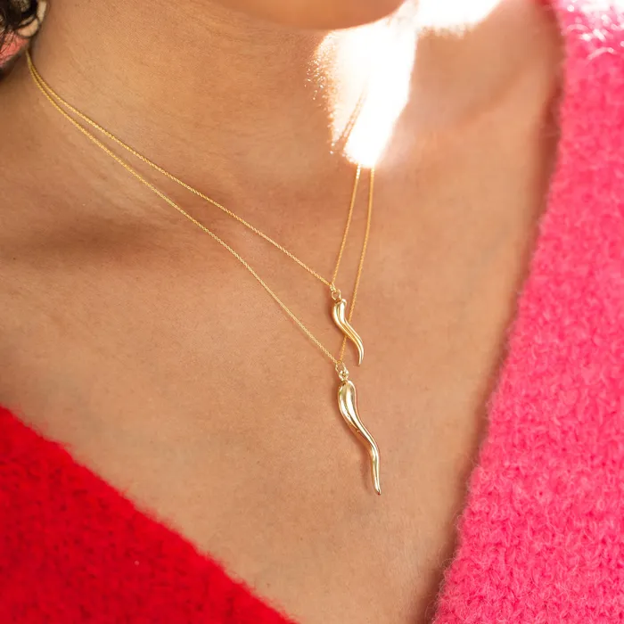Vintage Earrings Cornicello Horn 14k Gold Charm