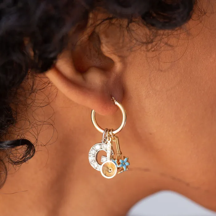 Vintage Earrings Cornicello Horn 14k Gold Charm