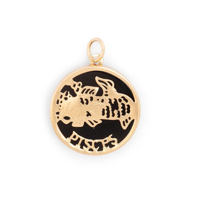 Vintage Earrings Pisces 14K Gold Charm