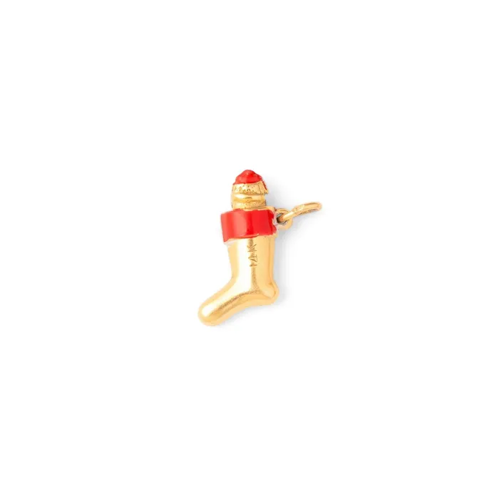 Vintage Earrings Santa Stocking 14k Gold And Enamel Charm