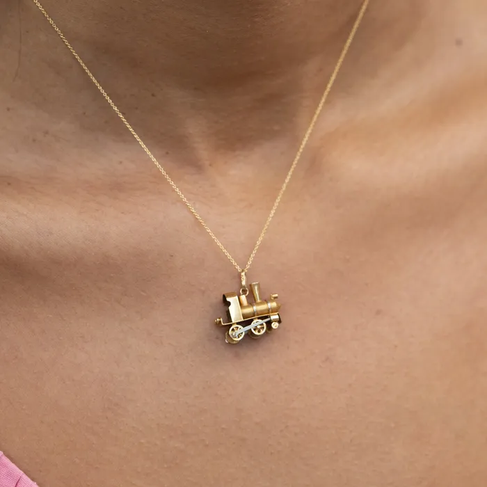 Vintage PreStyled Sets Italian BiColor 18K Gold Train Charm