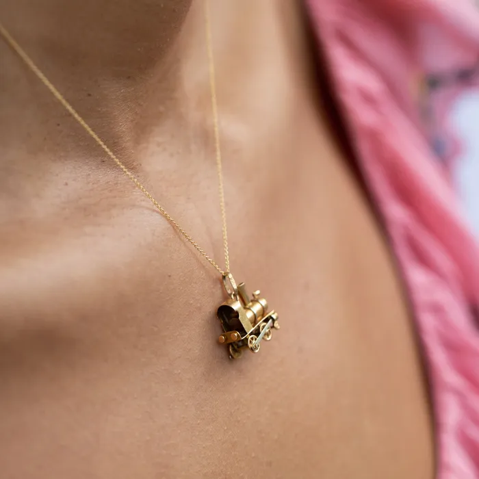 Vintage PreStyled Sets Italian BiColor 18K Gold Train Charm
