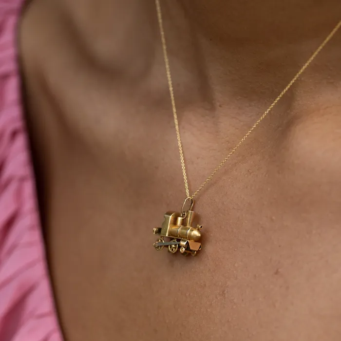 Vintage PreStyled Sets Italian BiColor 18K Gold Train Charm