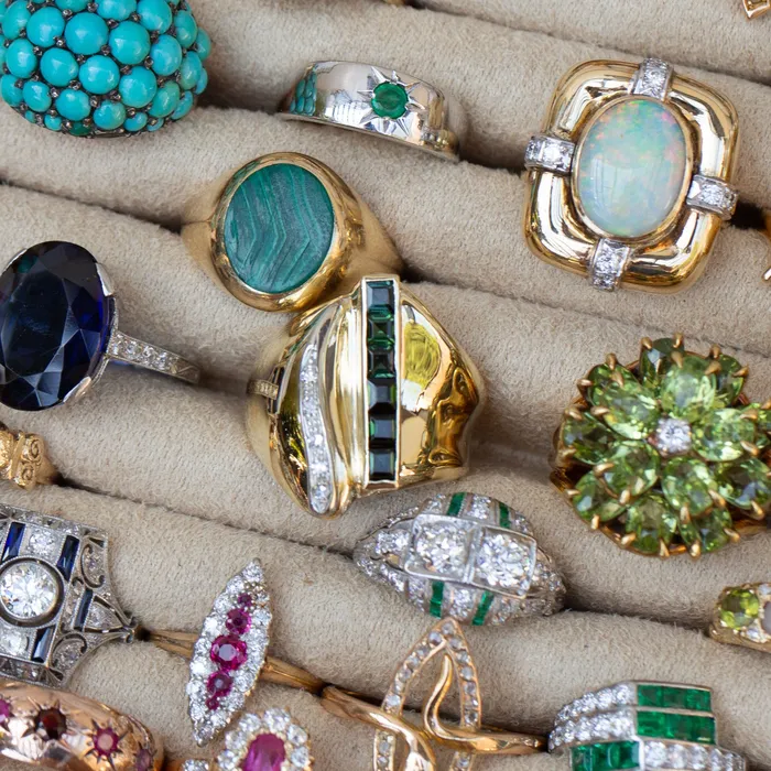 Vintage Rings Tourmaline and Diamond 14k Gold Cocktail Ring