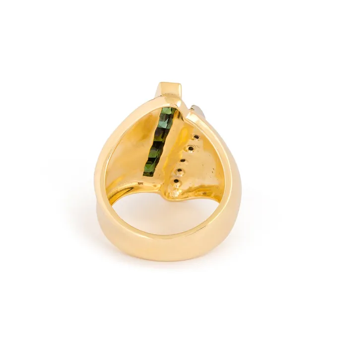 Vintage Rings Tourmaline and Diamond 14k Gold Cocktail Ring
