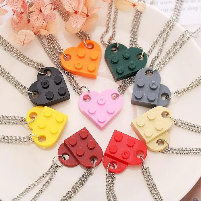 worldnetgifts Necklaces Brick Necklace for Couples Friendship Heart Pendant worldnetgifts Necklaces Brick Necklace for Couples Friendship Heart Pendant