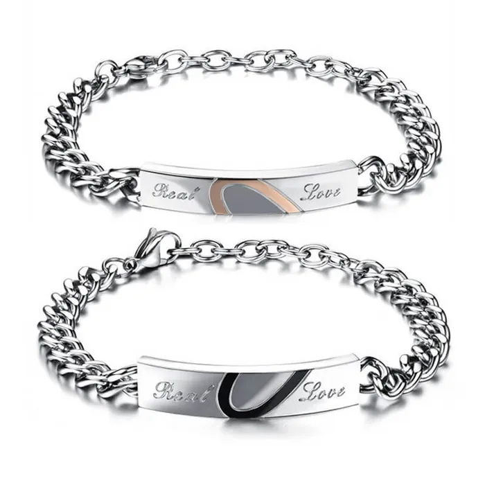 worldnetgifts Necklaces Half Heart Matching Bracelets for Boyfriend and Girlfriend