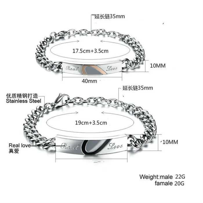worldnetgifts Necklaces Half Heart Matching Bracelets for Boyfriend and Girlfriend