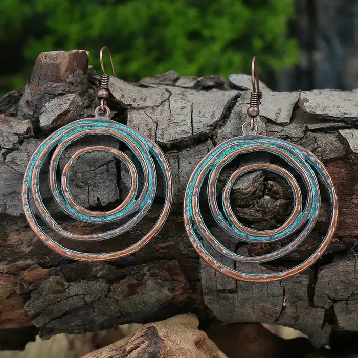 01 AZ1550 Patina Look Circles Earrings Earrings