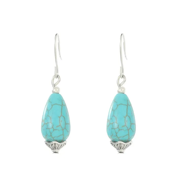01 AZ749 Turquoise Hanging Bead Earrings Earrings