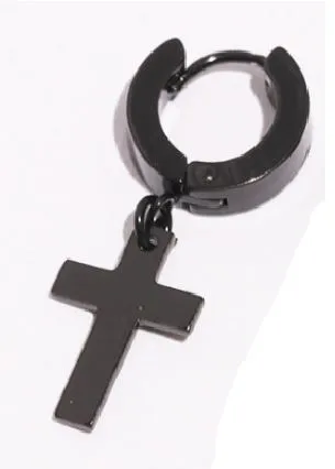01 Earrings AZ1418B Black Cross Earring 1 single earring