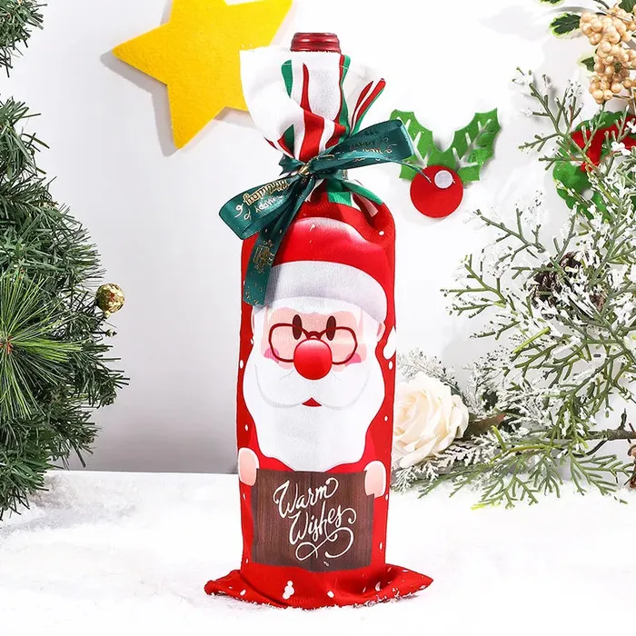 01 Earrings AZ887 Santa Claus Festive Wine Bottle Cover