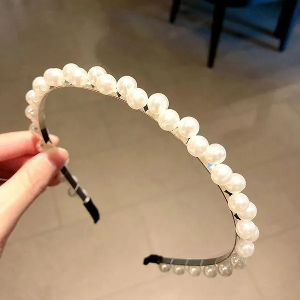 01 H247 White Zig Zag Pearl Hair Band Rings
