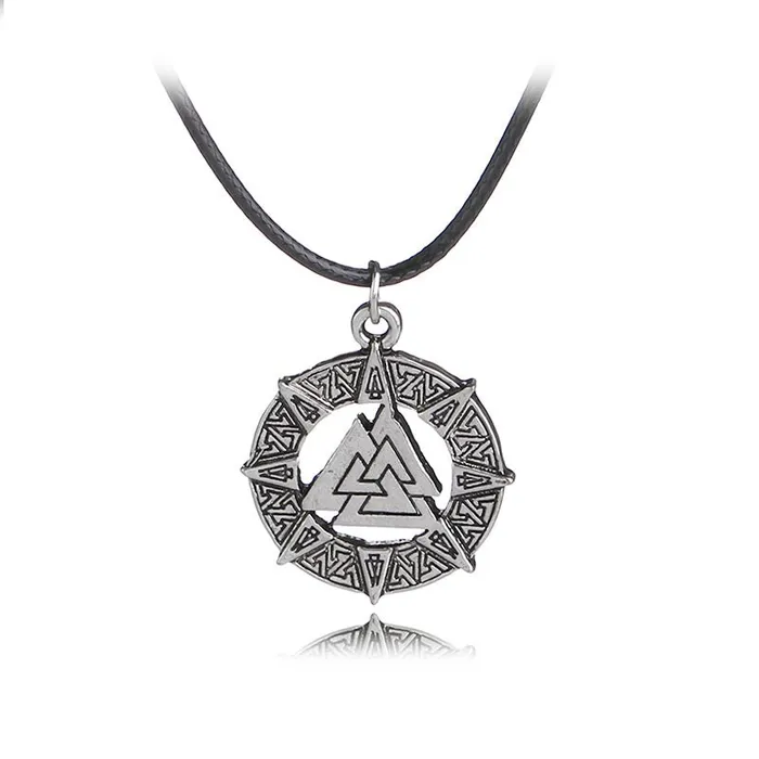 01 Necklaces N691 Silver Triple Triangle Design Pendant on Leather Cord Necklace 01 Necklaces N691 Silver Triple Triangle Design Pendant on Leather Cord Necklace