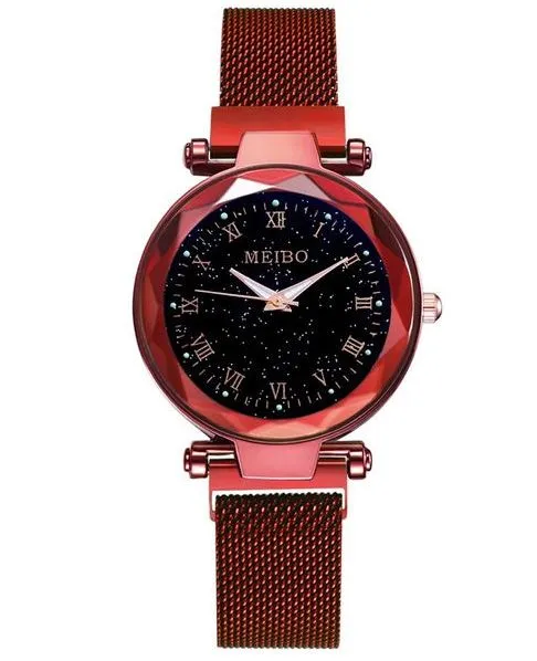 01 W177 Red Midnight Mesh Roman Numeral Collection Quartz Watch Watches