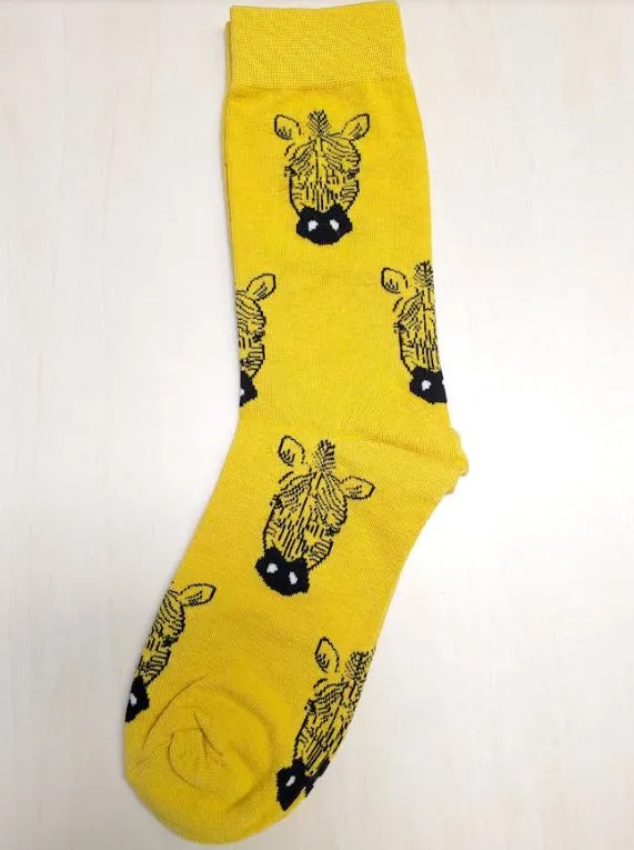 02 Earrings SF618 Golden Yellow Zebra Socks