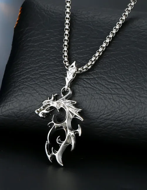 02 Necklaces N1605 Silver Dragon Necklace with FREE Earrings