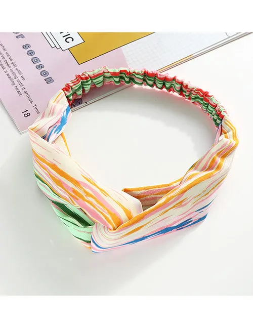 02 Rings H104 Multi Color Stripes Hair Band