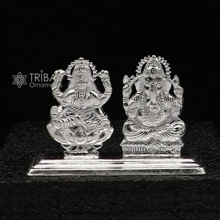 16 925 Sterling silver handmade gorgeous Hindu idols Lakshmi and Ganesha statue puja article figurine home dcor Diwali puja gift art666 TRIBAL ORNAMENTS Necklaces
