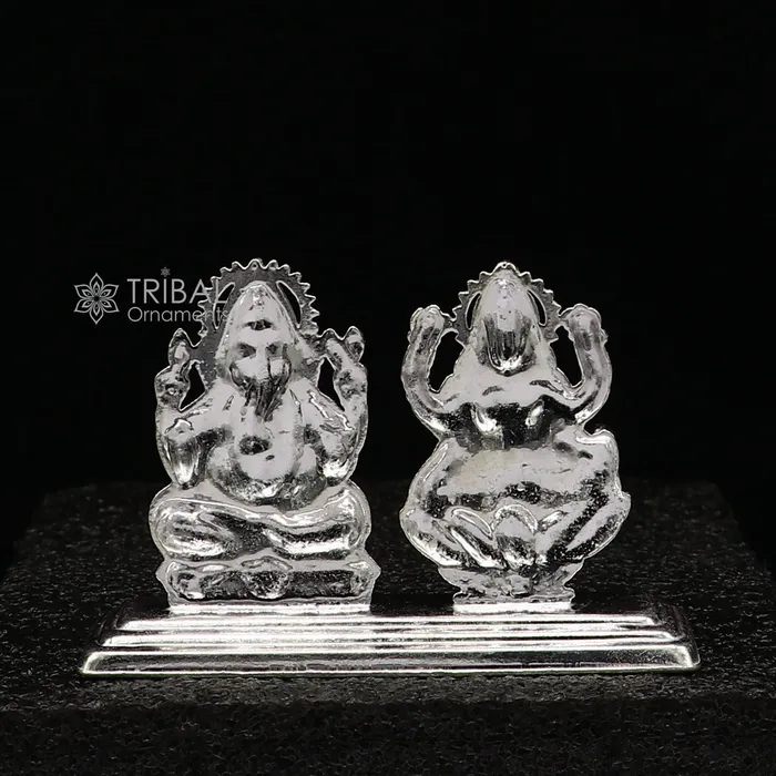 16 925 Sterling silver handmade gorgeous Hindu idols Lakshmi and Ganesha statue puja article figurine home dcor Diwali puja gift art666 TRIBAL ORNAMENTS Necklaces