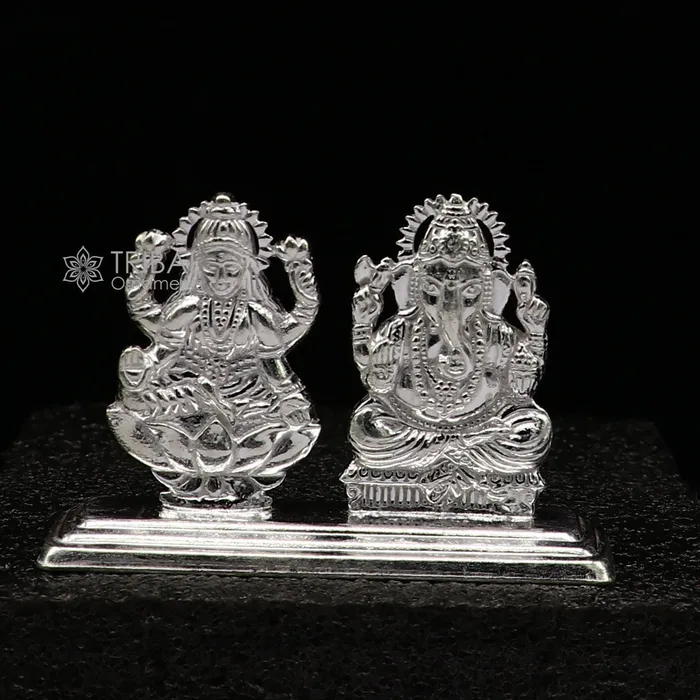 16 925 Sterling silver handmade gorgeous Hindu idols Lakshmi and Ganesha statue puja article figurine home dcor Diwali puja gift art666 TRIBAL ORNAMENTS Necklaces